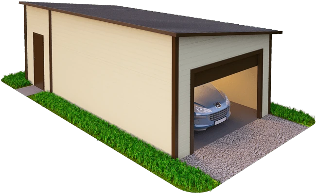 Гараж из сэндвич-панелей 5×10×3,6 м c хозблоком